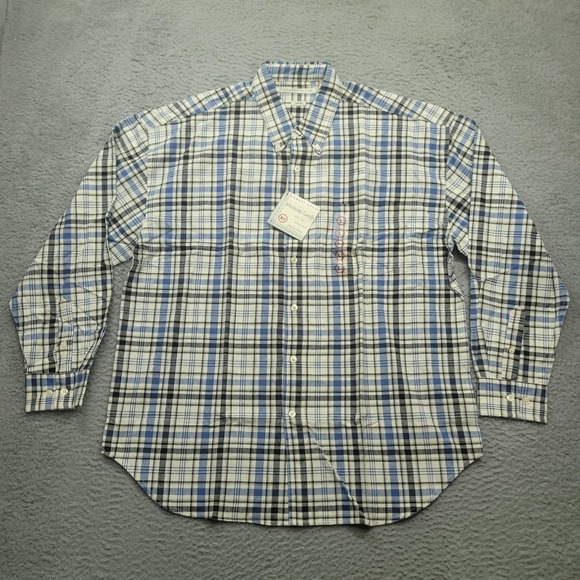 Robert Stock Shirt Mens Large Plaid Button Down‎ Long Sleeve Pocket Dress Casual - Picture 1 of 9